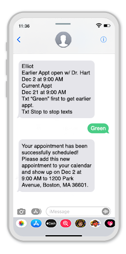 Screenshot of Appointment Accelerator on mobile phone