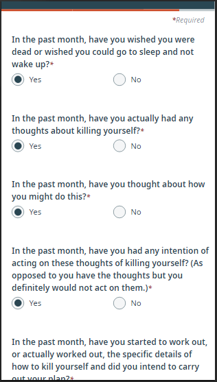 Columbia-Suicide Severity Rating Scale screenshot 1