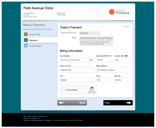 Payments dashboard screenshot