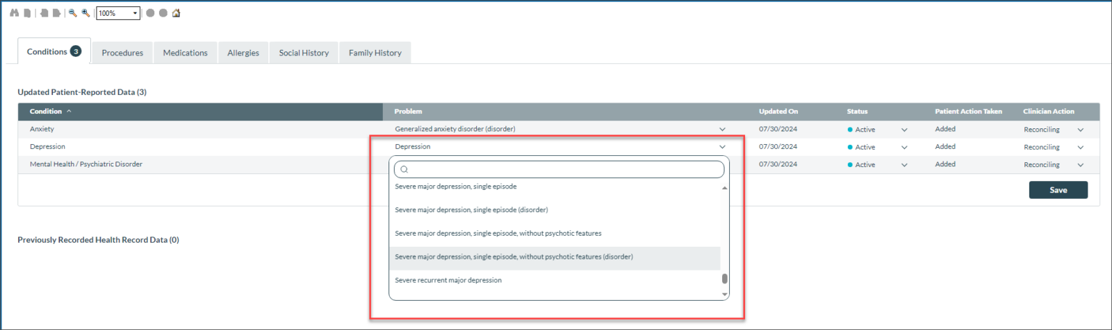 Conditions dashboard screenshot