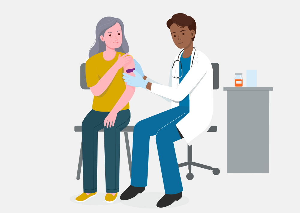 Illustration of doctor checking patients blood pressure