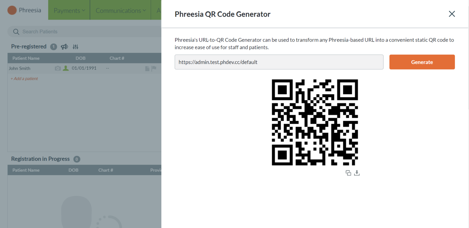 QR Code Generator dashboard screenshot