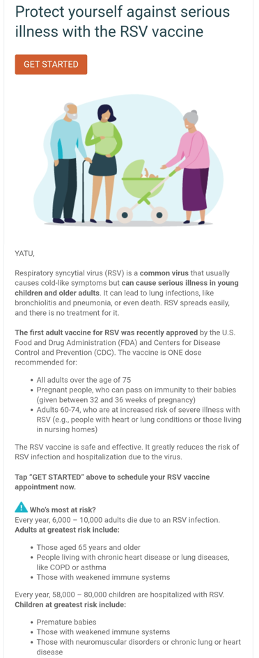 RSV vaccine email