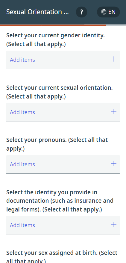 Sexual orientation questionnaire