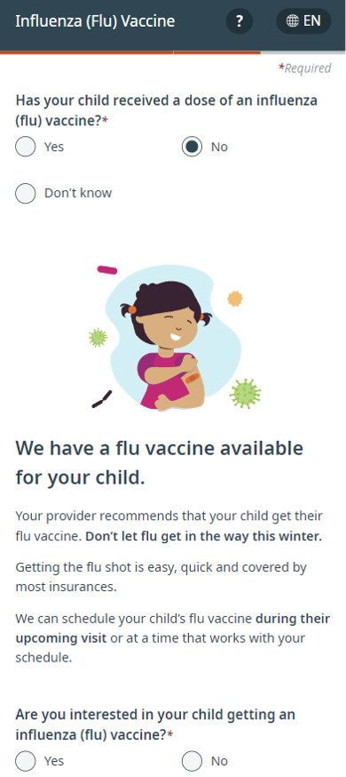 Flu vaccine screenshot