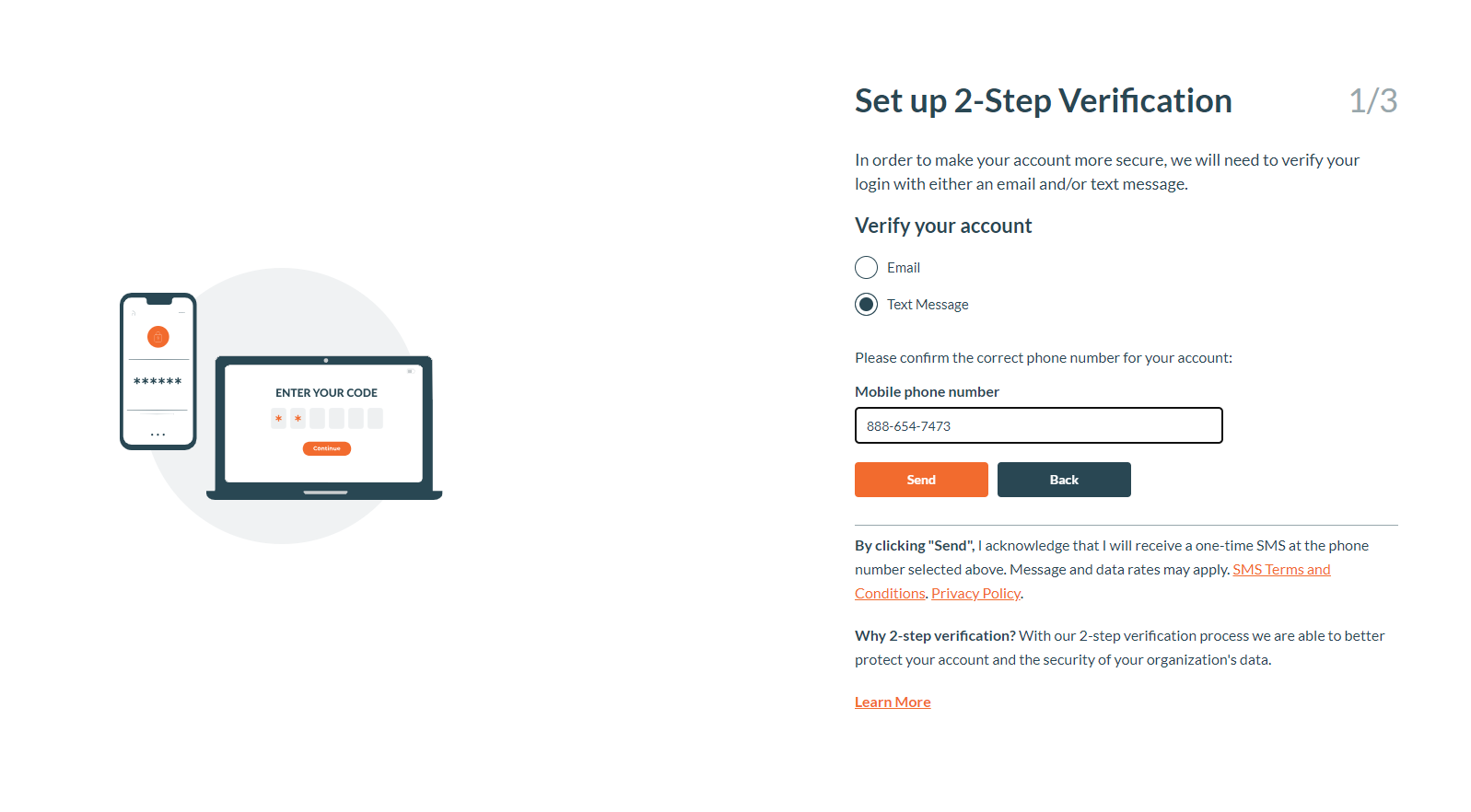 A screenshot of the two-factor authorization setup screen