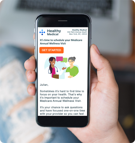 Health campaign on mobile phone to schedule an annual wellness visit