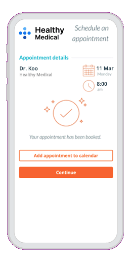 Animation of appointment confirmation screen