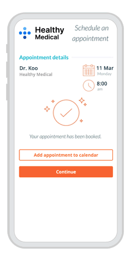 Animation of appointment confirmation screen